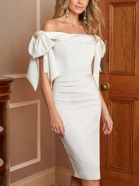 Fashion One Shoulder Bow Elegant Evening Dress