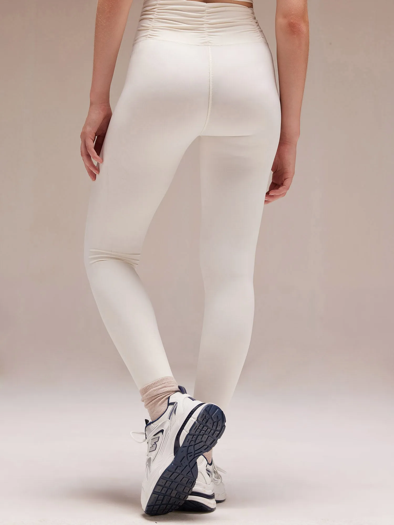 Ivory Ruched Waist Leggings