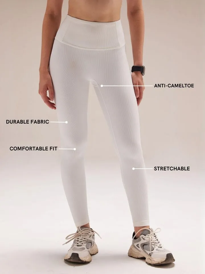 Ivory Ruched Waist Leggings