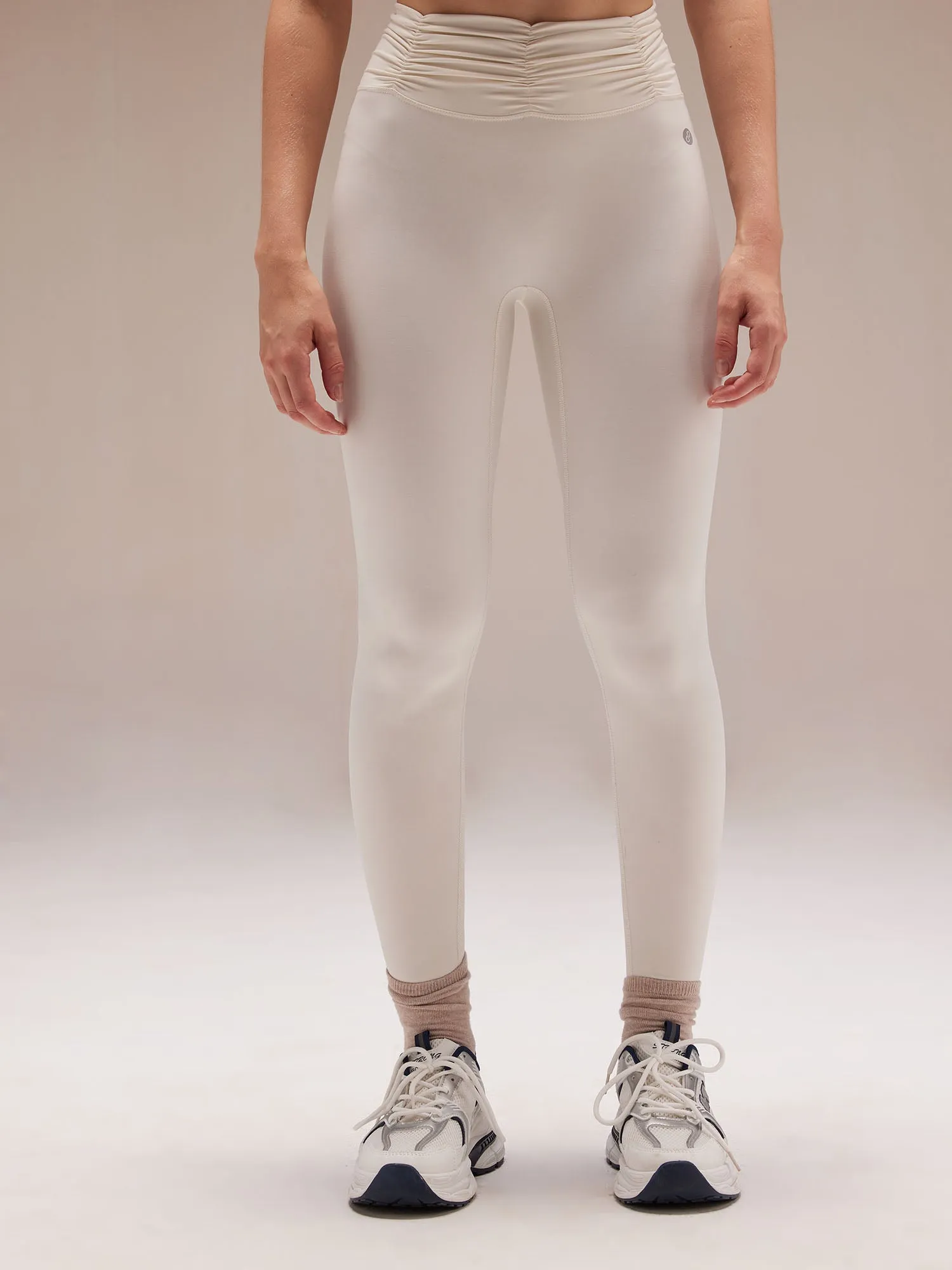 Ivory Ruched Waist Leggings