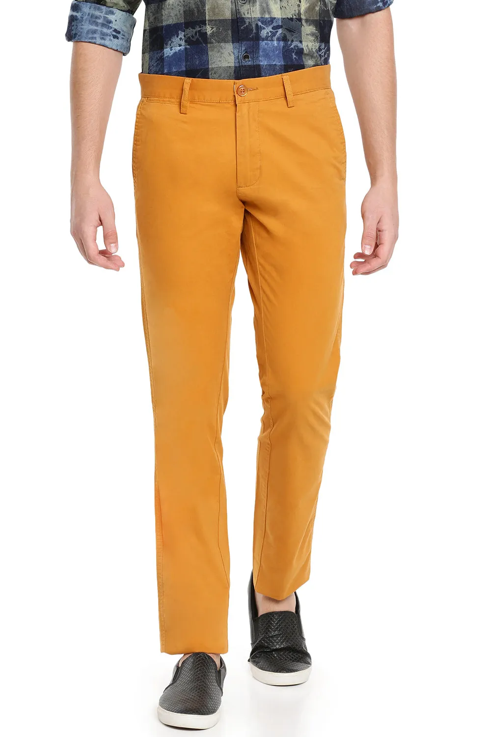 JDC Men Mustard Yellow Solid Trouser