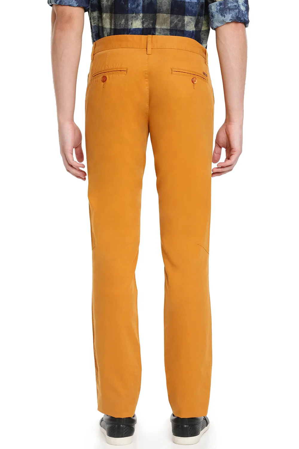 JDC Men Mustard Yellow Solid Trouser