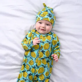 Lemon print cotton sleepsuit