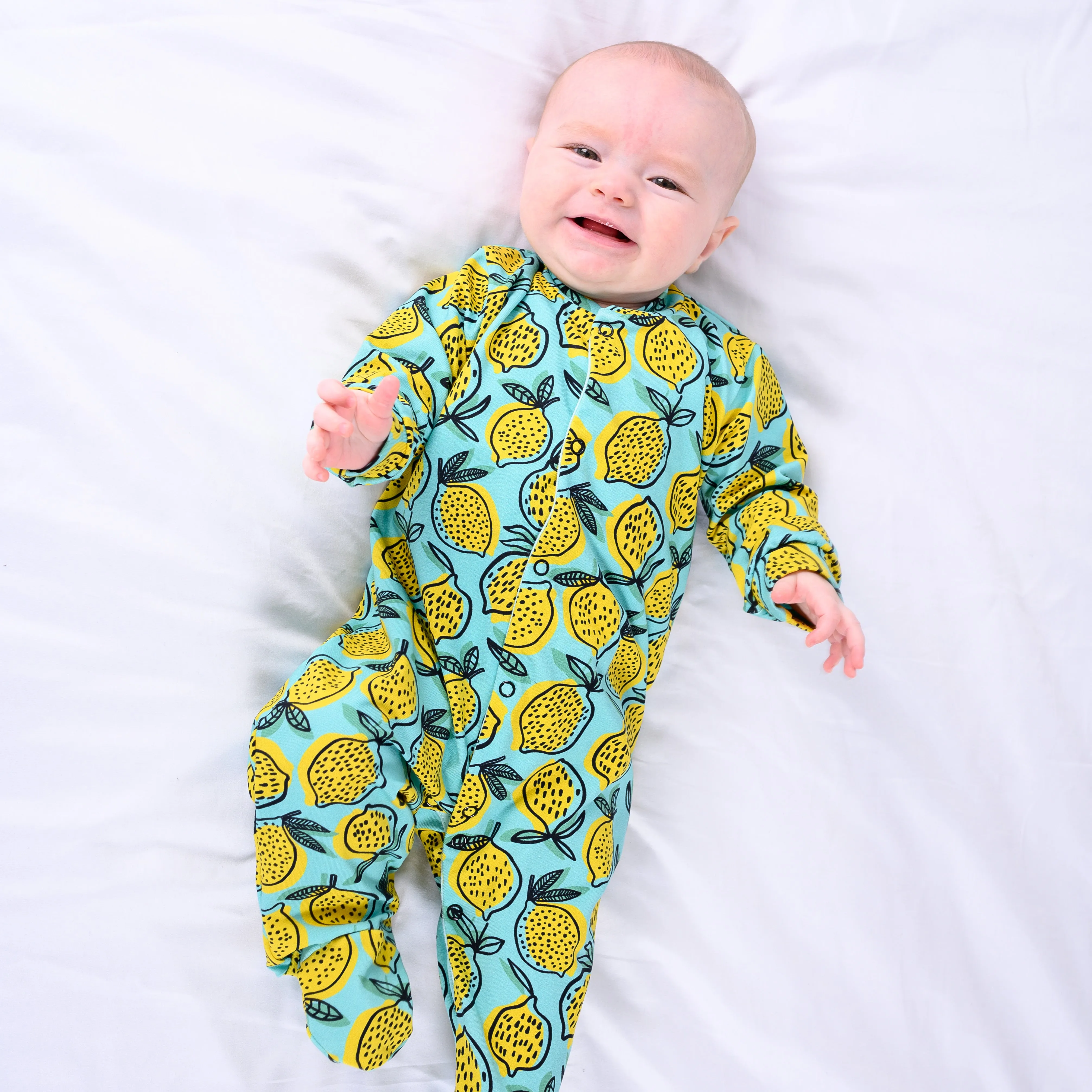 Lemon print cotton sleepsuit