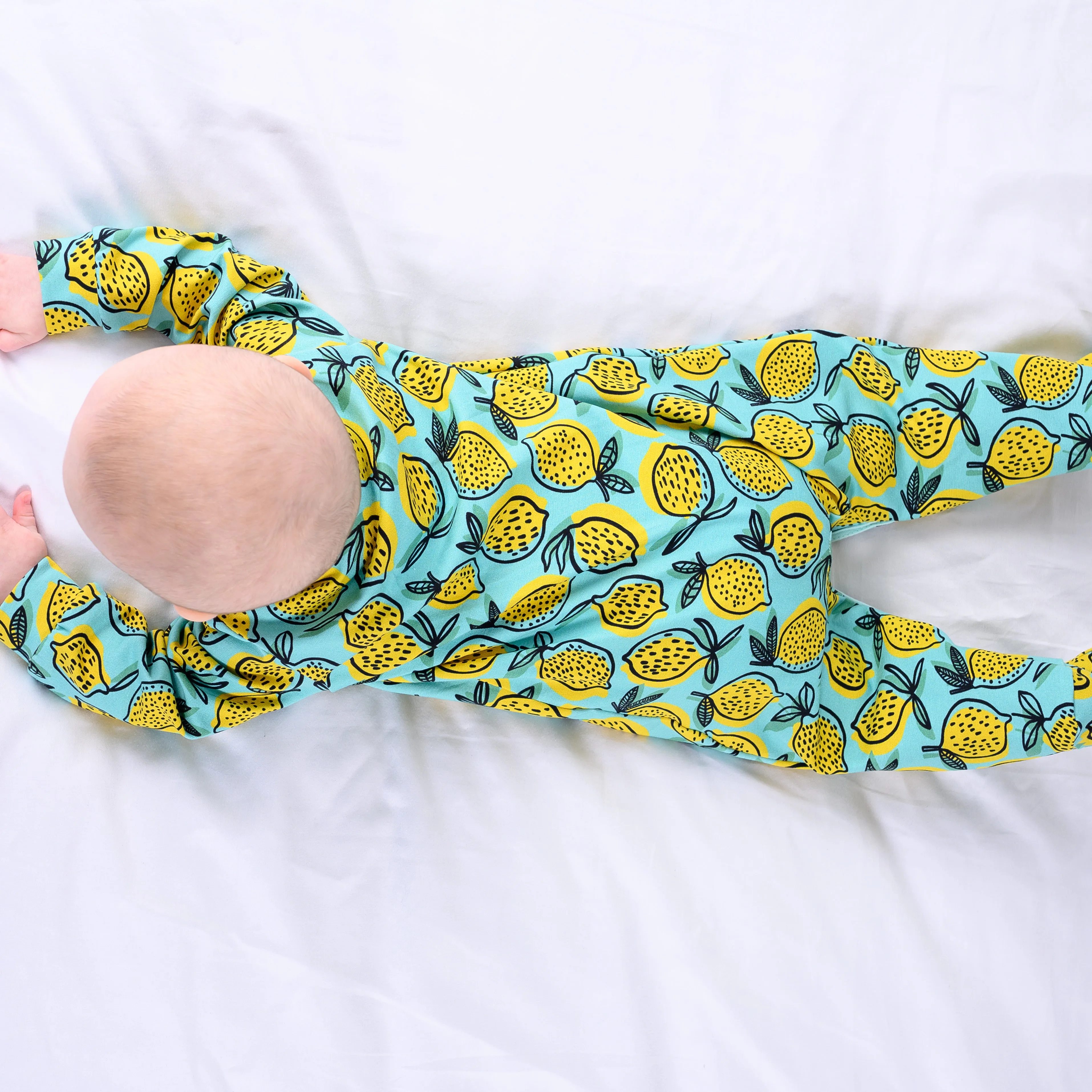 Lemon print cotton sleepsuit