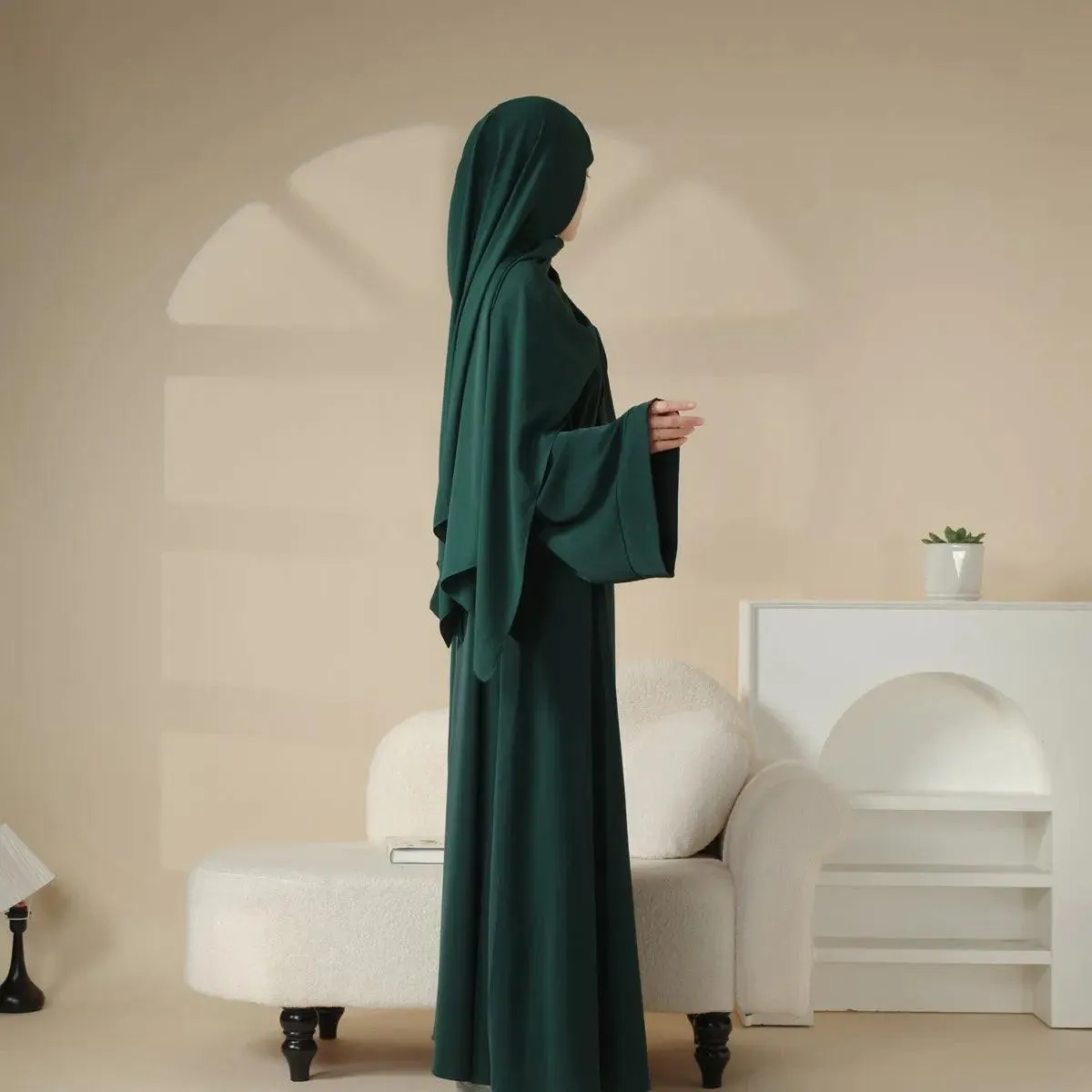 MA036 Elegant Solid Color Muslim Abaya