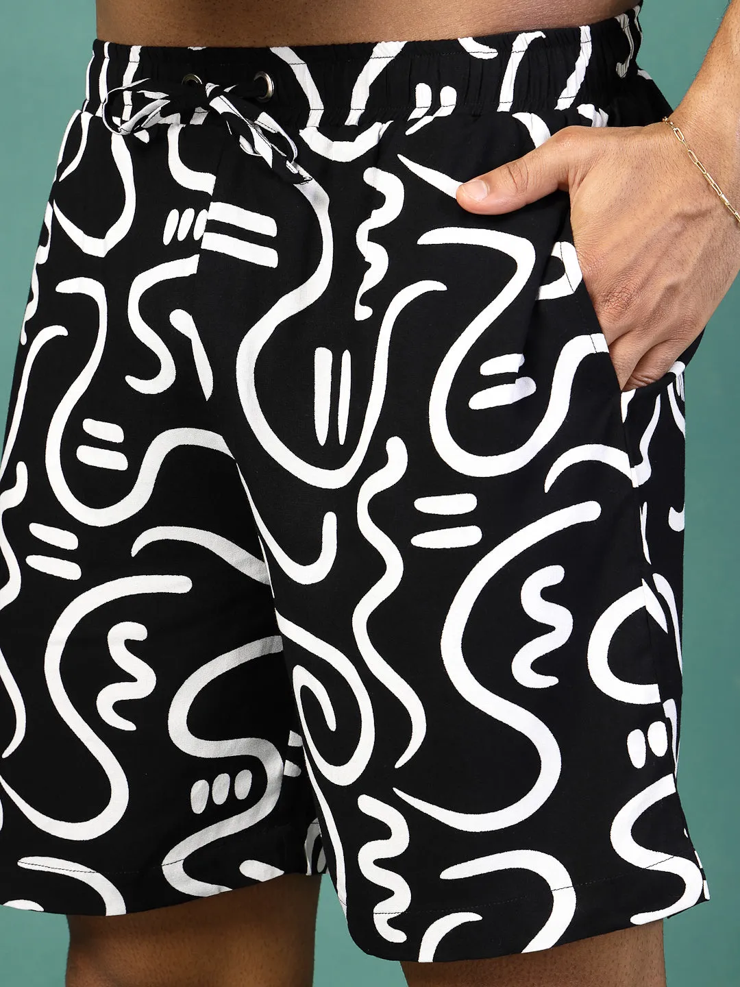 Men Abstract Printed Rayon Co-ords