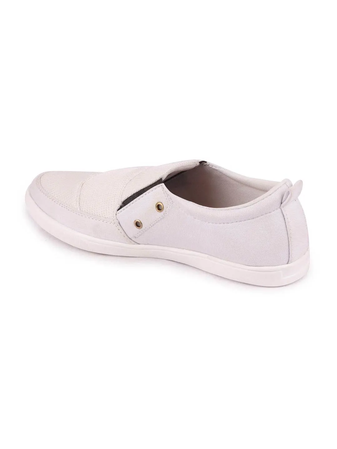 Men White Casual Canvas Slip-On Loafers