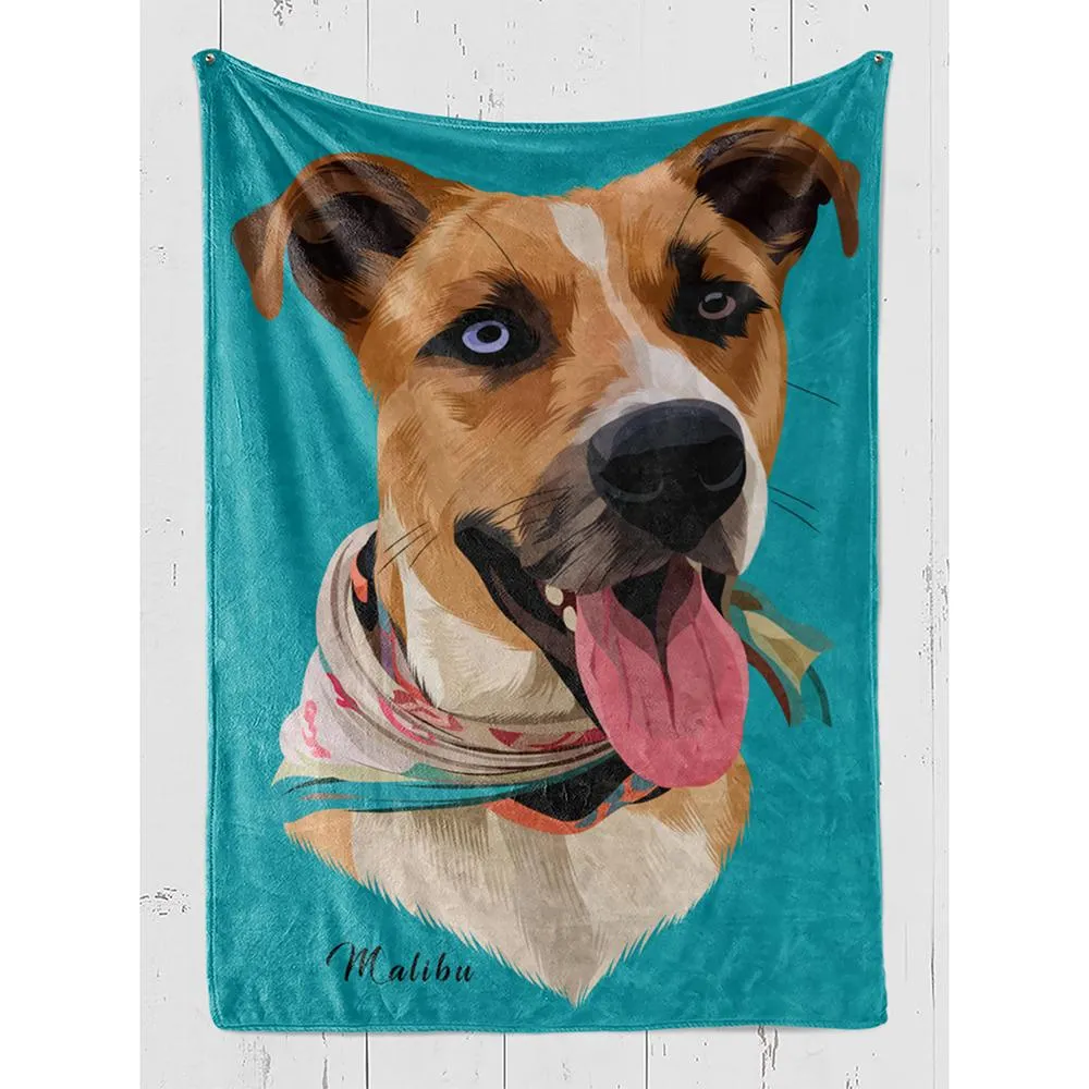 Pet Portrait Minky Fleece Blanket.