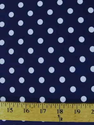 Poly Cotton Printed Fabric Small Polka Dots / Dark Royal/White Dots / Sold By The Yard