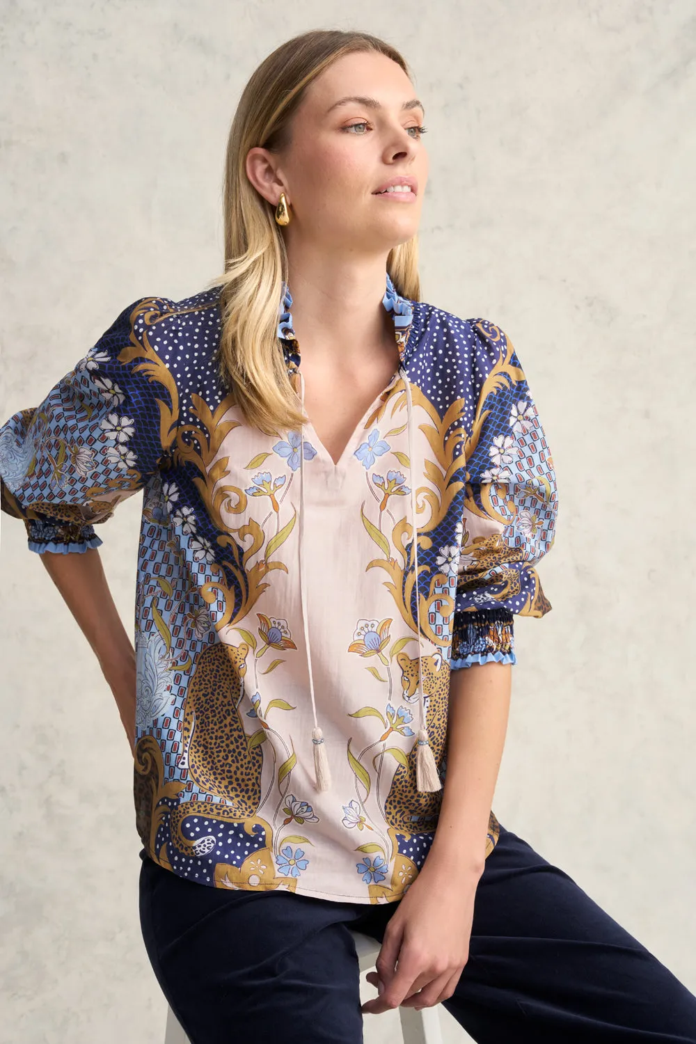 Printed Cotton Silk Blouse