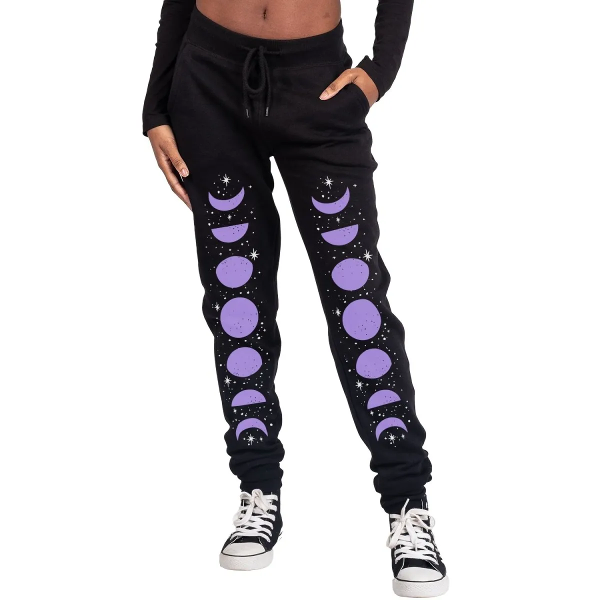 Purple Moon Phases Fleece Sweatpants