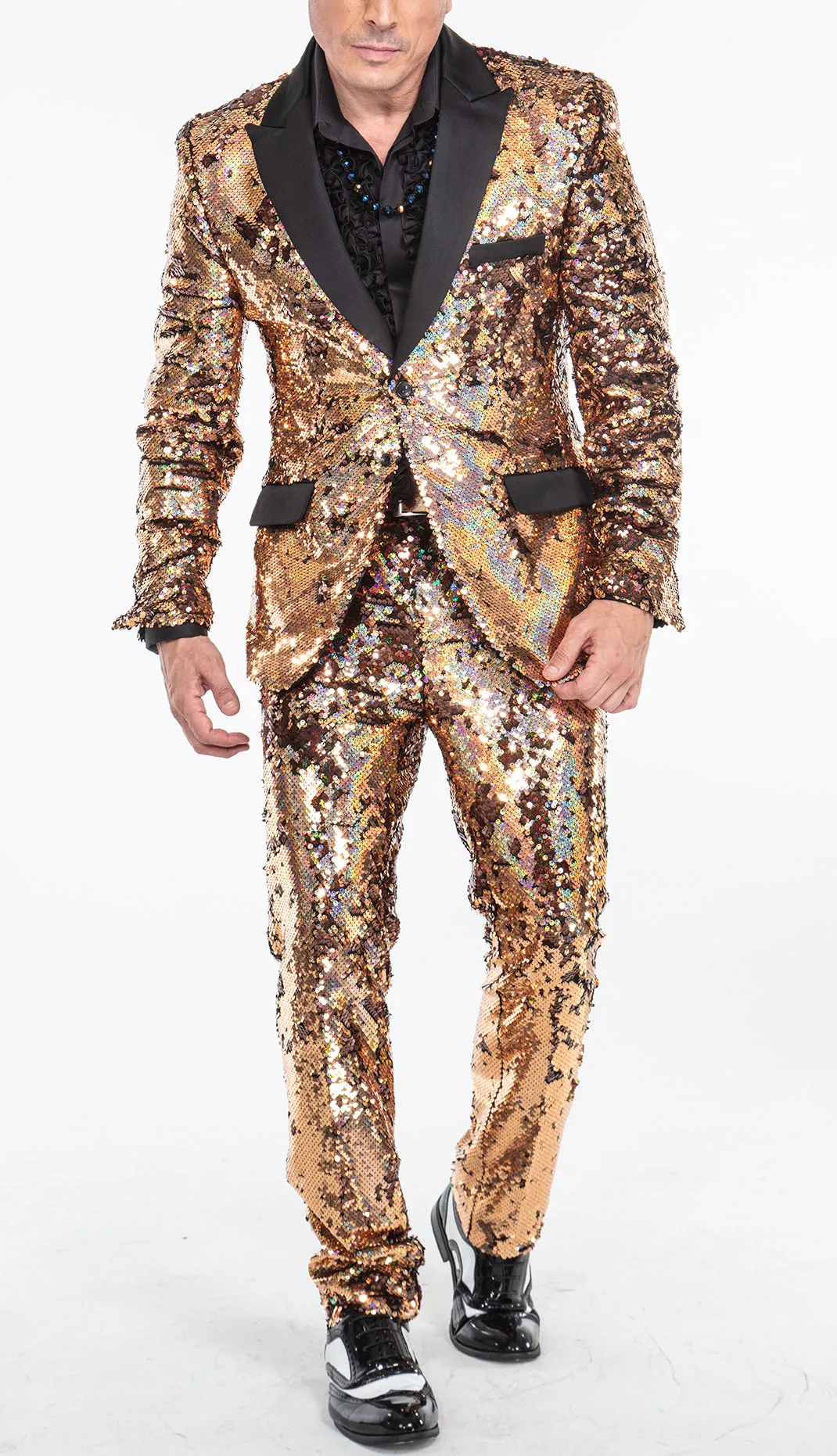 sequin suit men dark champagne color