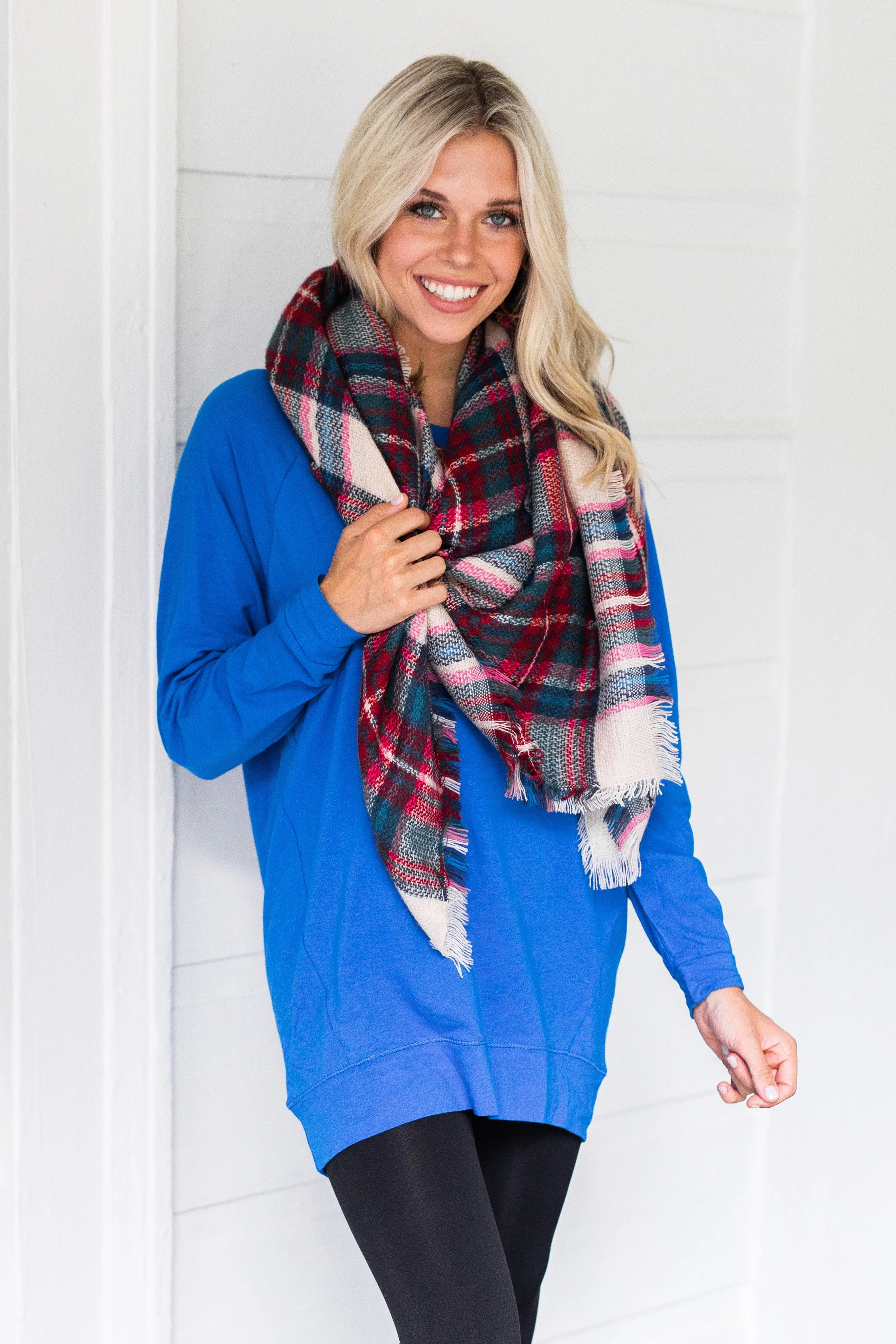 Slouchy Dolman Cobalt Blue Long Sleeve Tunic