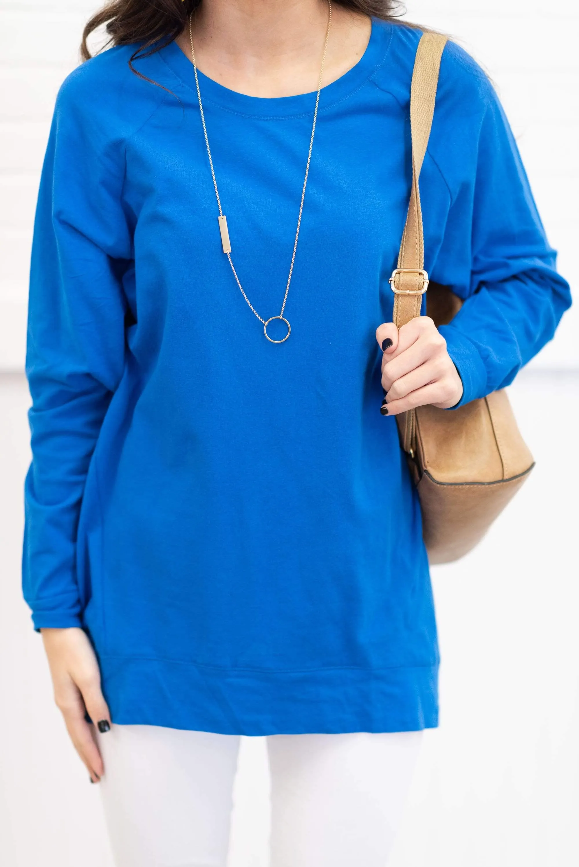 Slouchy Dolman Cobalt Blue Long Sleeve Tunic