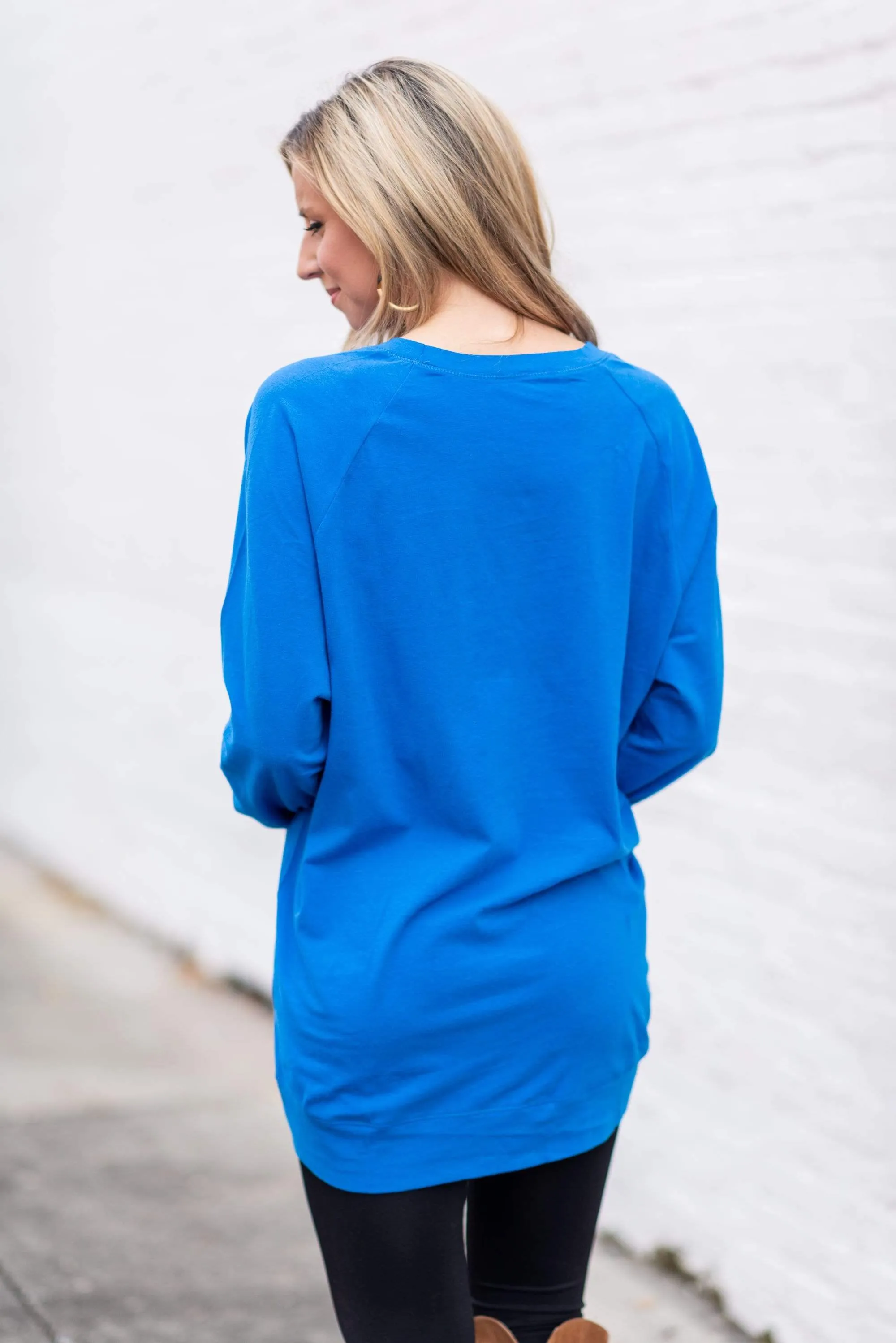 Slouchy Dolman Cobalt Blue Long Sleeve Tunic