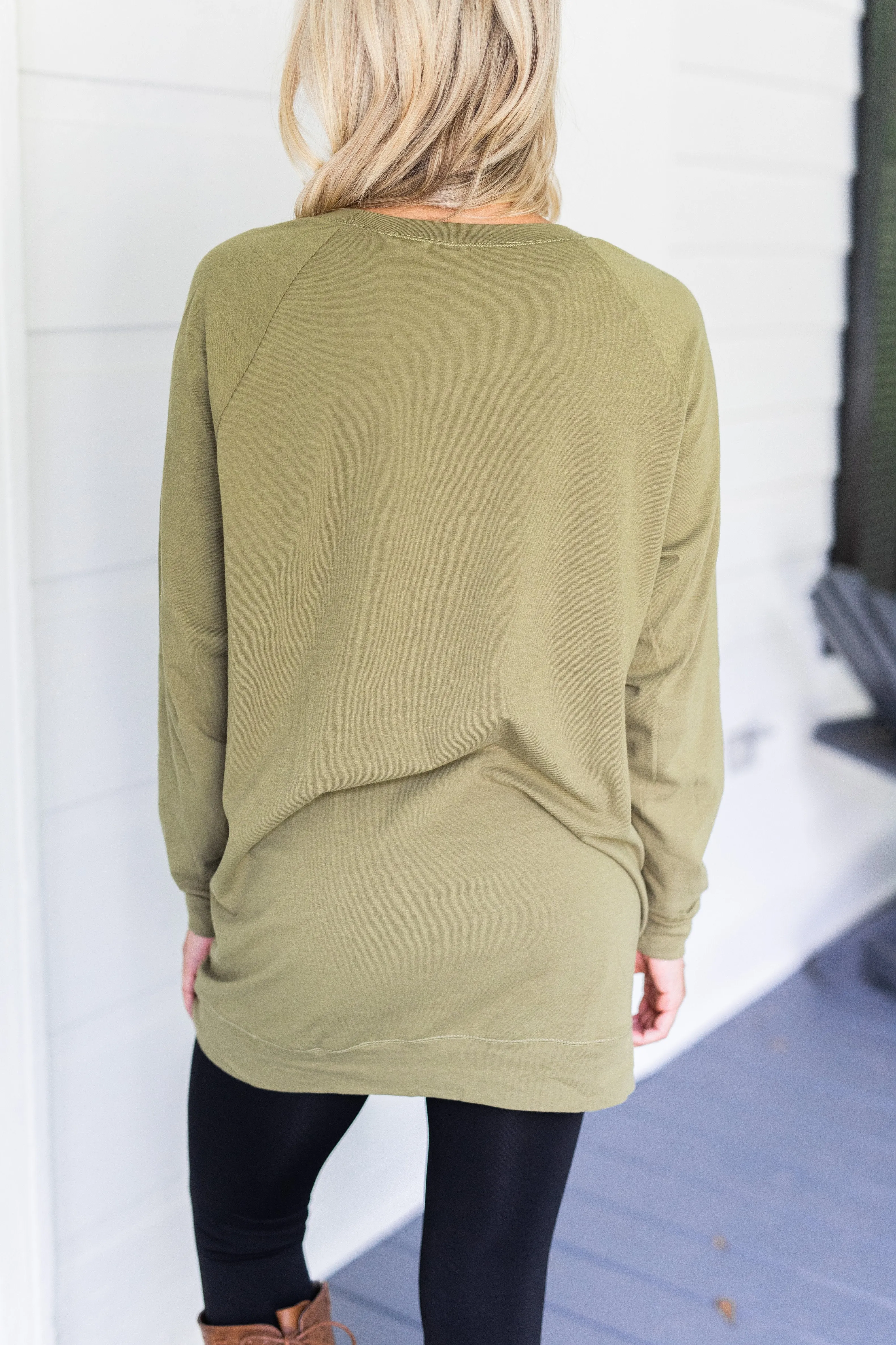 Slouchy Dolman Olive Green Long Sleeve Tunic