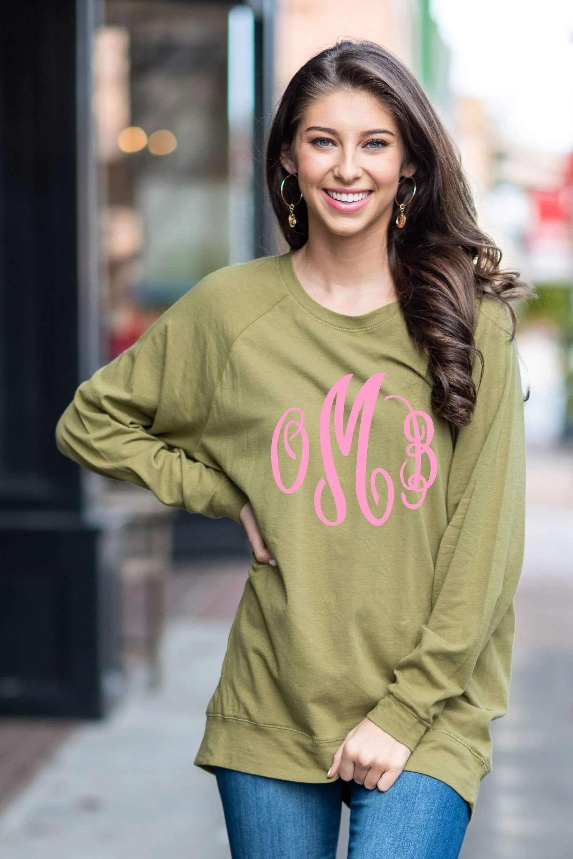 Slouchy Dolman Olive Green Long Sleeve Tunic