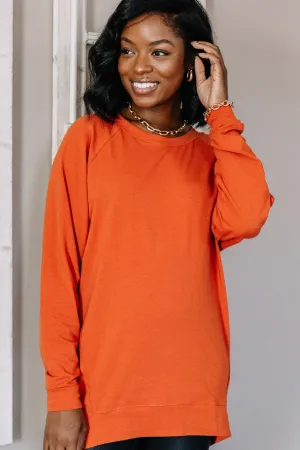 Slouchy Dolman Rust Orange Long Sleeve Tunic