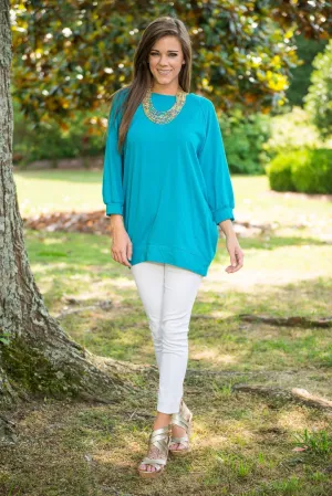 Slouchy Dolman Sea Blue Tunic