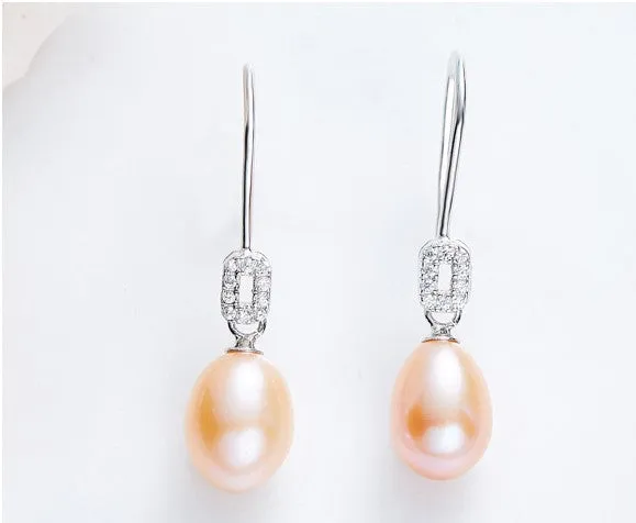 Sterling silver elegant dangling pearl earring