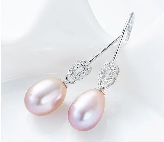 Sterling silver elegant dangling pearl earring