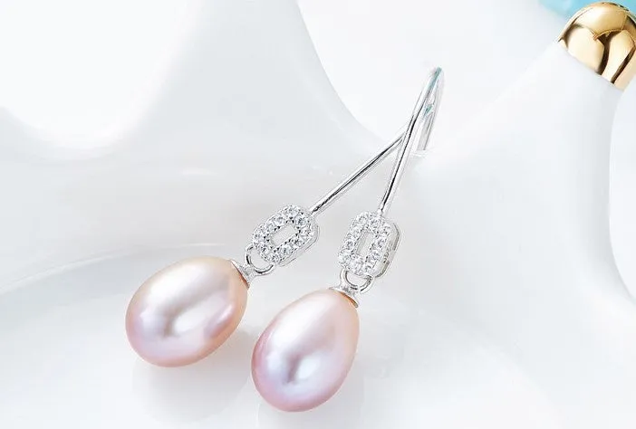 Sterling silver elegant dangling pearl earring