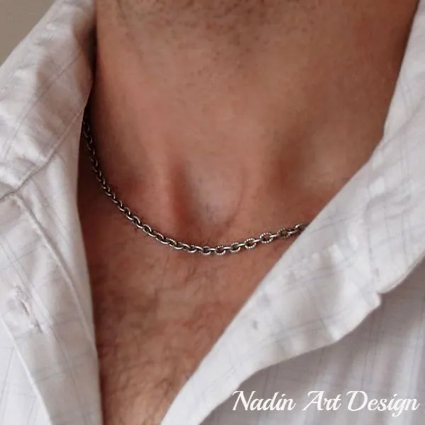 Thick Antique Silver Chain for Men