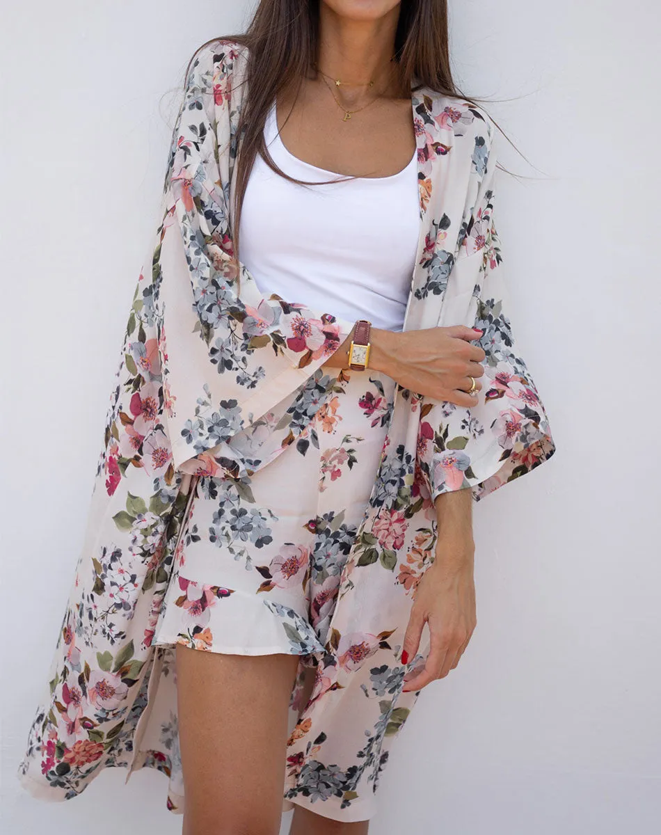 Tropical Vintage Kimono light beige - Women