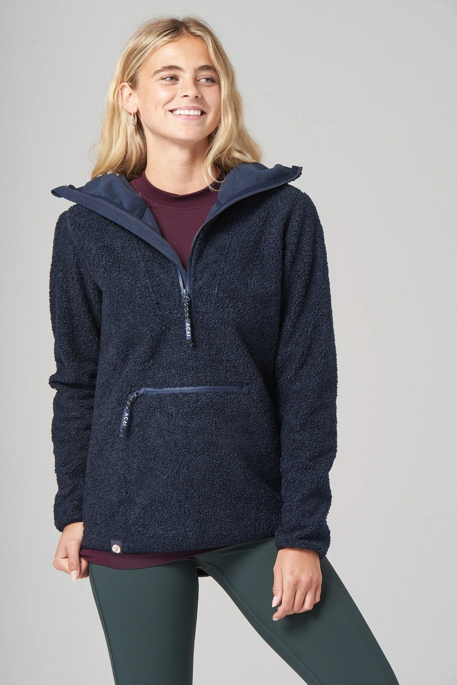 Windproof Fleece Hoodie - Deep Navy