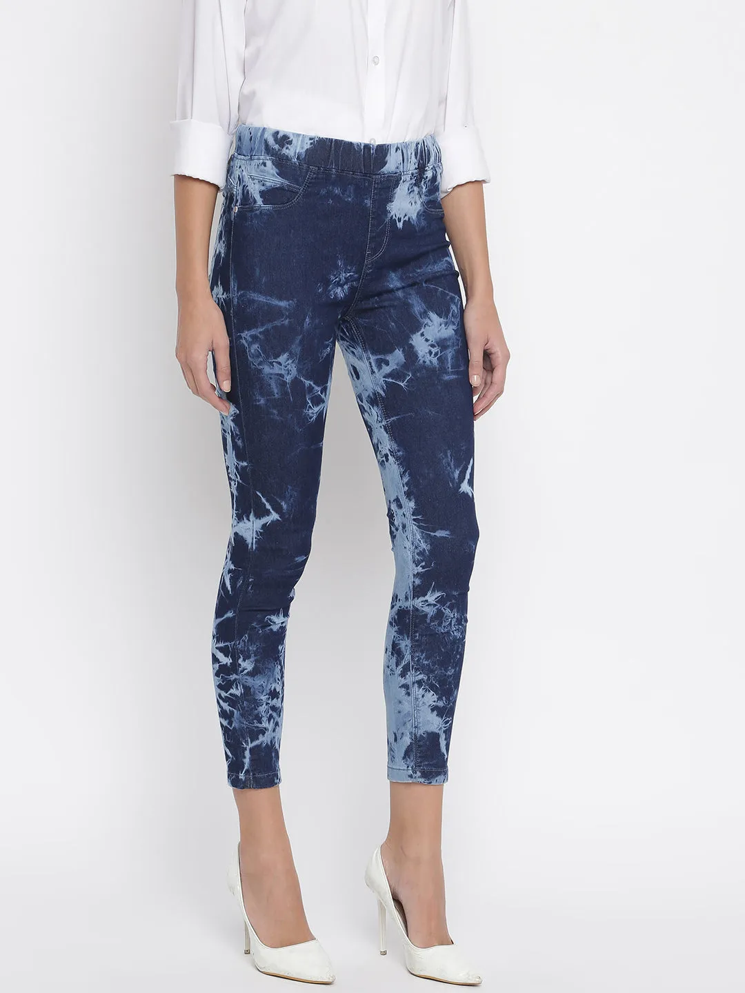 Women Dark Blue Printed Jegging