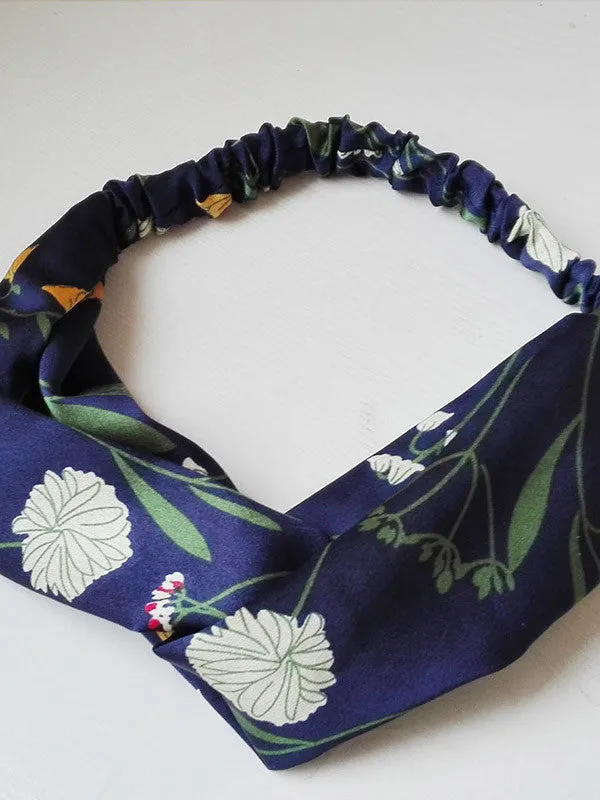 Women Elastic Flower Printed Headband Hair Band